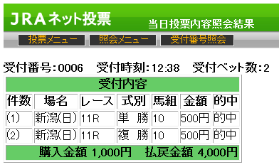 スペシャルダート理論がNST賞の単勝６００円１点的中！