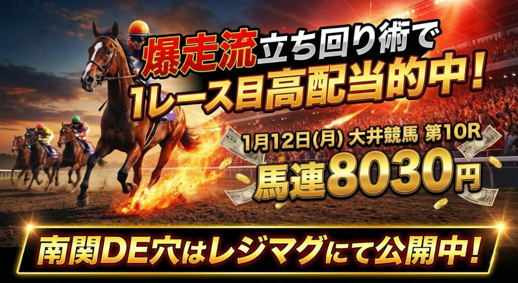 南関DE穴が馬連８０３０円をsisetucho流の立ち回り術で１レース目的中！